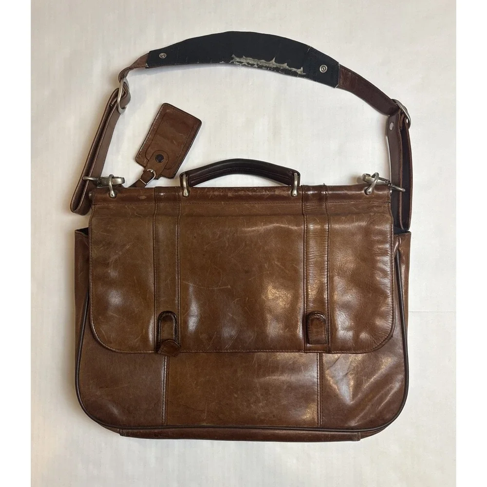 Vintage Samsonite Leather Distressed Computer Laptop Bag Business Casual